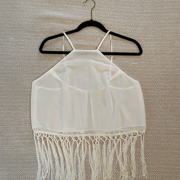 TOBI Sheer Crop Top with Tassels - Picture 4 of 7